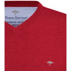Pull Fynch-Hatton col V coton ruby